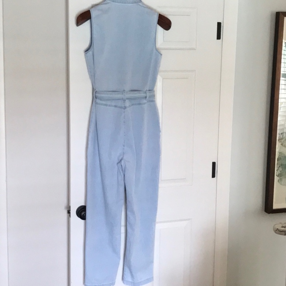 Pristine excellent Cloth and Stone Anthro denim zip jumpsuit sleeveless - Picture 6 of 9